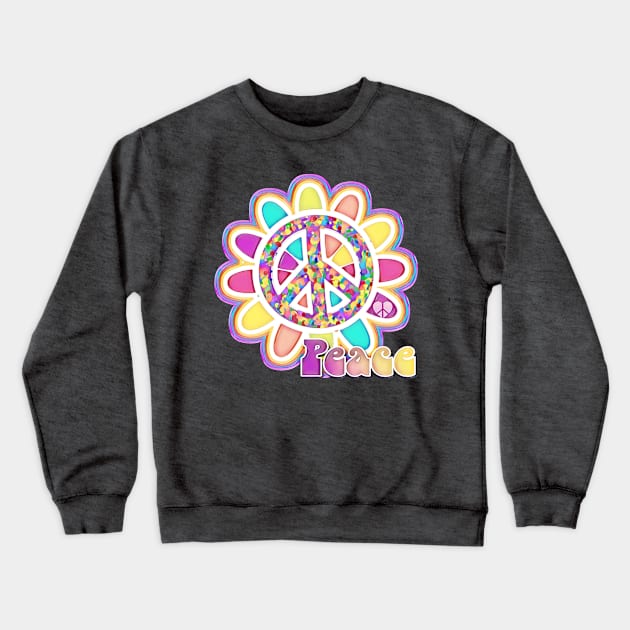 Peace Sign Flower Power Crewneck Sweatshirt by AlondraHanley